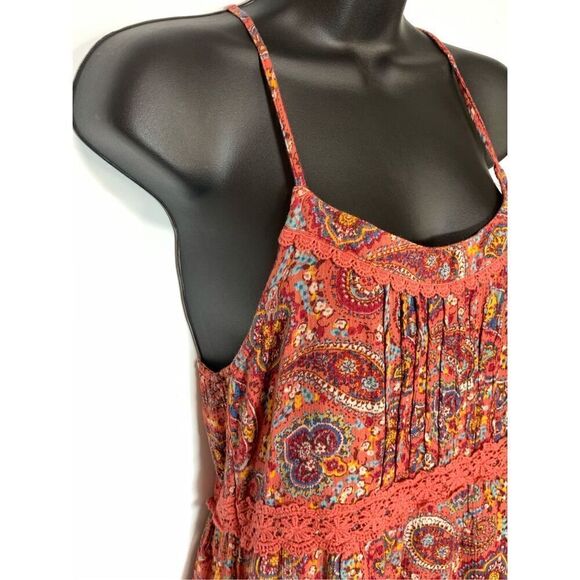 Abercrombie Fitch Women's Paisley Sleeveless Tiered Racerback Mini Dress Small - Picture 6 of 9